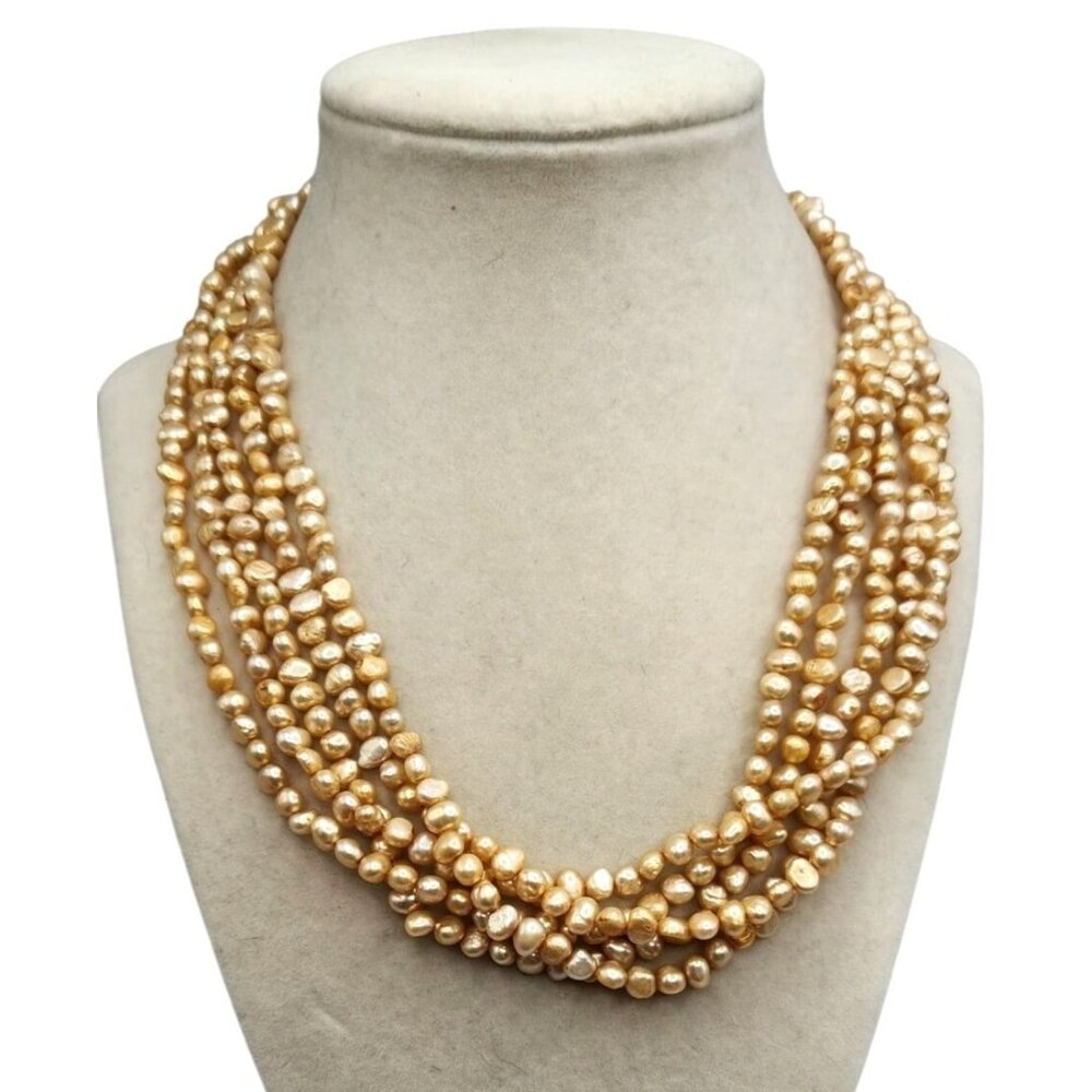 VIntage Multi Strand Faux Pearl Necklace - Adjustable